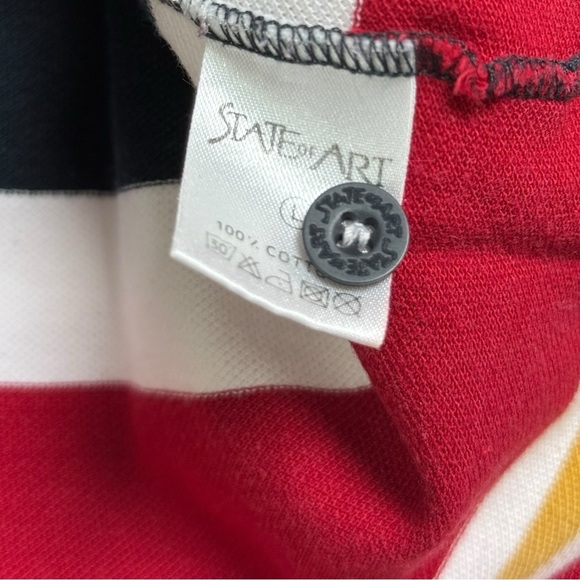 Vintage 90s State of the Art Striped Polo Shirt Size Large Cotton Short Sleeve - Picture 7 of 7